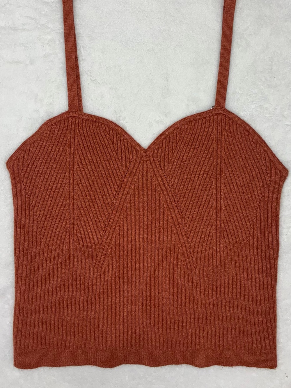 WILD FABLE Rust Ribbed Sweetheart Cami